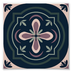 erdige farbene florale geometrische Fliesen Fotodruck