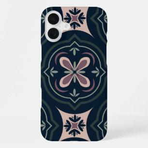 erdige farbene florale geometrische Fliesen iPhone 16 Plus Hülle
