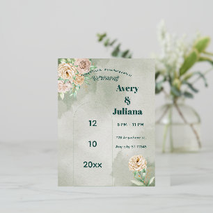 Erdige Farbtöne Blumen Boho Elegant Salbei Grün Folie Einladungspostkarte