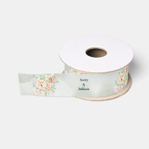 Erdige Farbtöne Blumen Boho Elegant Salbei Grün Ripsband