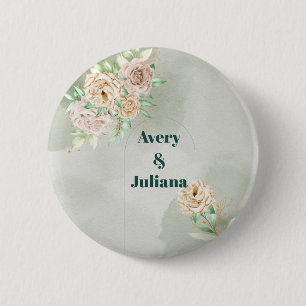 Erdige Farbtöne Blumen Boho Elegant Salbeigrün Button