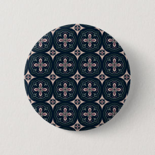 Erdige florale geometrische Fliesen Button