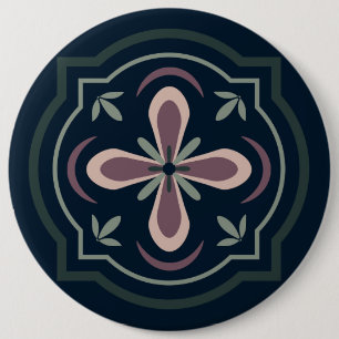 Erdige florale geometrische Fliesen Button