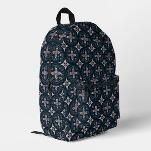 Erdige florale geometrische Kacheln Bedruckter Rucksack