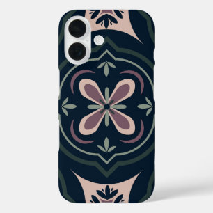 Erdige florale geometrische Kacheln iPhone 16 Hülle