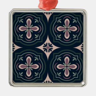 Erdige florale geometrische Kacheln Ornament Aus Metall