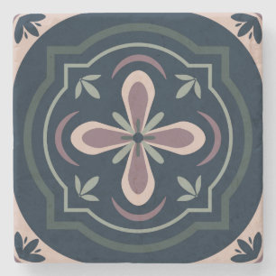 Erdige florale geometrische Kacheln Steinuntersetzer