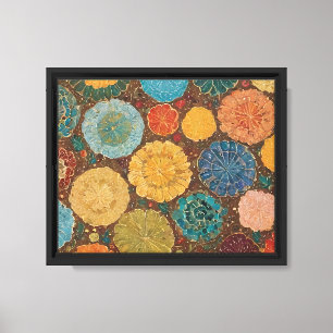 Erdige Florale Mosaikmuster Leinwanddruck