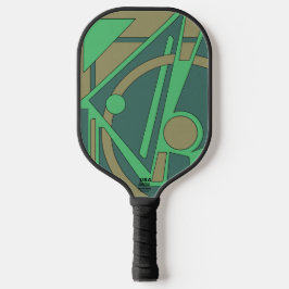 Erdige geometrische Abstraktion in Grün und Oliv Pickleball Schläger