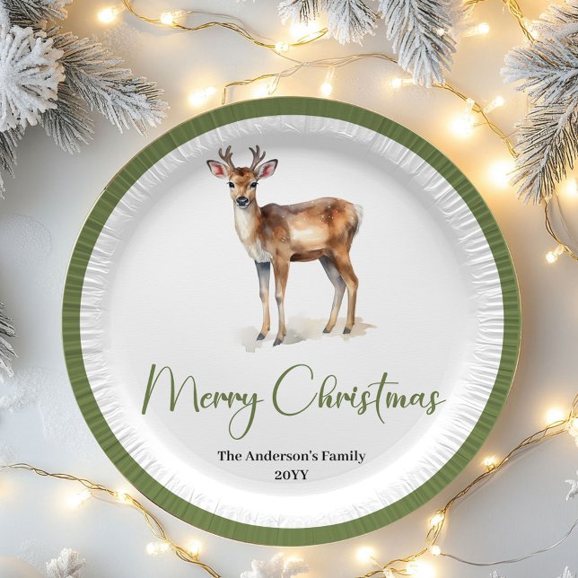 Erdige Minimal-Weihnachtsskript Personalisierter T Pappteller (Earthy Minimal Christmas Script Personalized Plates)