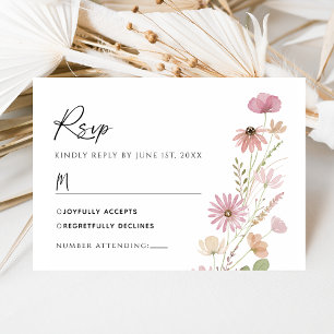 Erdige neutrale Wildblumen-Hochzeits-RSVP RSVP Karte