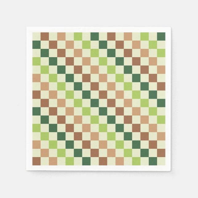 Erdige Regenbogen-Diagonal-Karo-Muster Serviette (Vorderseite)