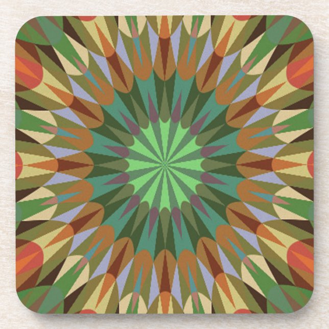 Erdige Retro-Geometrie Untersetzer (Vorderseite)
