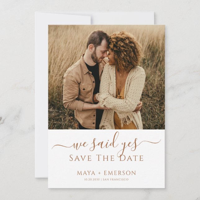 Erdige Rustikale Foto Hochzeit Save The Date (Vorderseite)