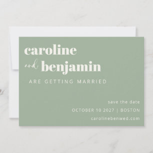 Erdige Salbeigrüne Minimalistische Moderne Hochzei Save The Date