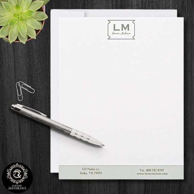 Erdige Salbeigrüne Organische Moderne Minimalistis Briefbogen (Earthy Sage Green Organic Modern Minimalist Letterhead)