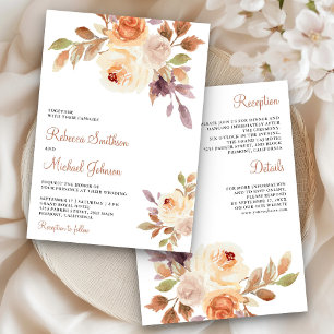 Erdige staubige Pfirsich-Blüten Hochzeit in einem Einladung
