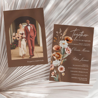 Erdige Terrakotta Boho Aquarell Hochzeit Einladung