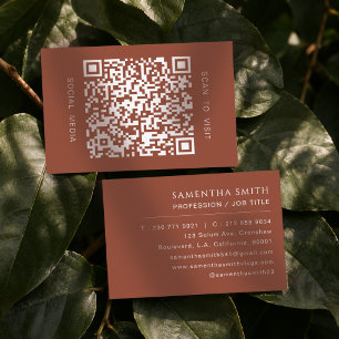 Erdige Terrakotta Minimal QR Code Professionell Visitenkarte