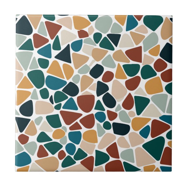 Erdige Terrazzo-Mosaik-Kiesel-Nahtloses Muster Fliese (Vorderseite)