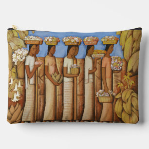 Erdige Töne Art Deco Mexikanische Indigene Frauen Zubehörtasche
