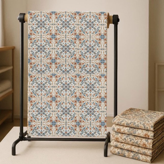 Erdige Töne Boho Blumenmuster Minimalistischer Chi Stoff (Earthy Tones Boho Floral Pattern Minimalistic Chic Fabric)