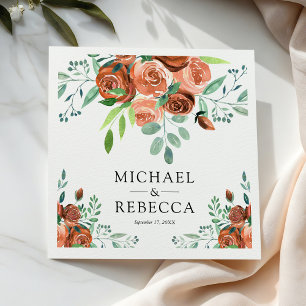 Erdige verbrannte Orange-Rosen-Terrakotta-Blumenho Serviette