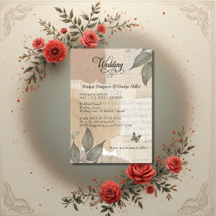 erdige Vintage Boho Grüne Eukalyptus-Hochzeit Einladung