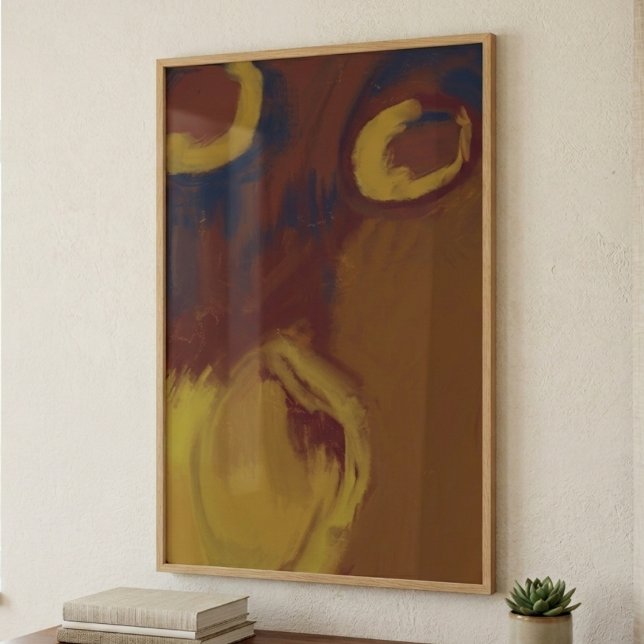 Erdige Wabi Sabi abstrakte große Wandkunst Poster (An organic wabi-sabi poster for a new apartment renter celebrating a casual housewarming.)