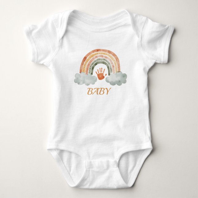 Erdige Wasserfarbe Boho Regenbogen "Baby"  Baby Strampler (Vorderseite)