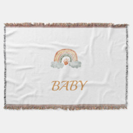 Erdige Wasserfarbe Boho Regenbogen "Baby" Decke