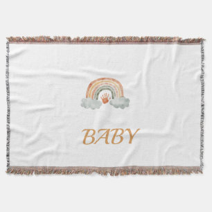 Erdige Wasserfarbe Boho Regenbogen "Baby" Decke