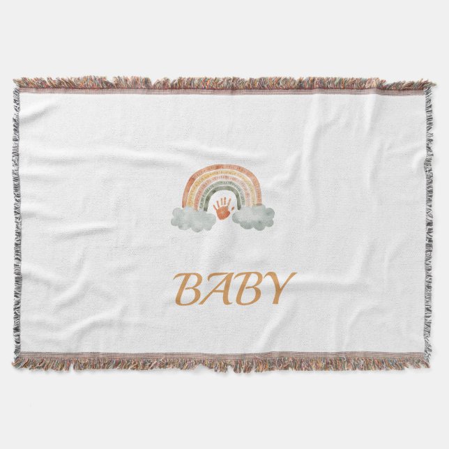 Erdige Wasserfarbe Boho Regenbogen "Baby"  Decke (Vorderseite)