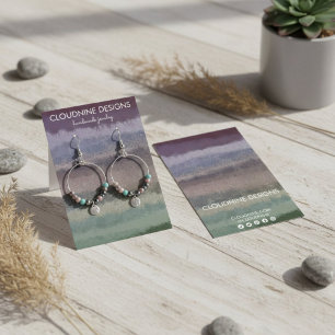 Erdige Wasserfarben-Ohrschmuck-Displaykarte
