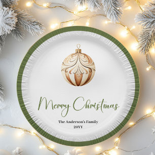Erdige Weihnachtsbaum-Familienname-Feiertag Pappteller