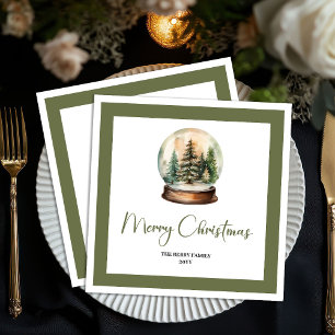 Erdige Weihnachtsbaum-Minimal-Script-Name-Serviett Serviette