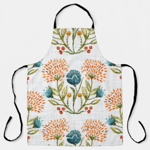 Erdige Whimsical: Wasserfarbenes Blumenmotiv. Schürze