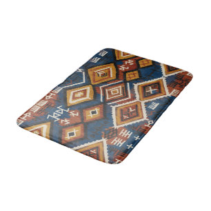Erdiger Indigo Nomade – Artisanal Tribal-Patchwork Badematte