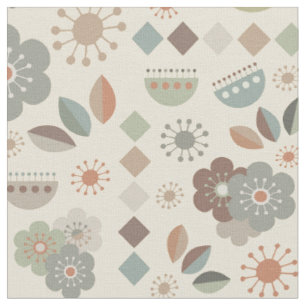 Erdiger Ton Natur Blumen Mid Century Muster Stoff