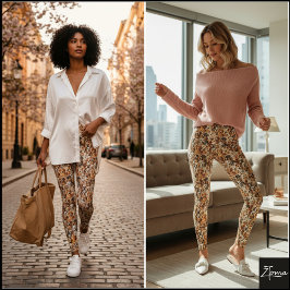 Erdiger Ton Überfülltes Hund-Gesicht Mischmuster Leggings