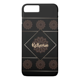 Erdiges braunes rustikales Mandala-Monogramm Case-Mate iPhone Hülle