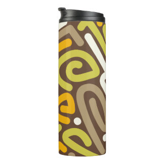 Erdiges Loop-Doodle-Muster in Braun und Gold Thermosbecher