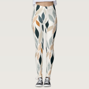 Erdiges, minimalistisches Blattmuster in neutraler Leggings