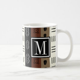 Erdiges Mudprint Stripes Muster-Monogramm Tasse