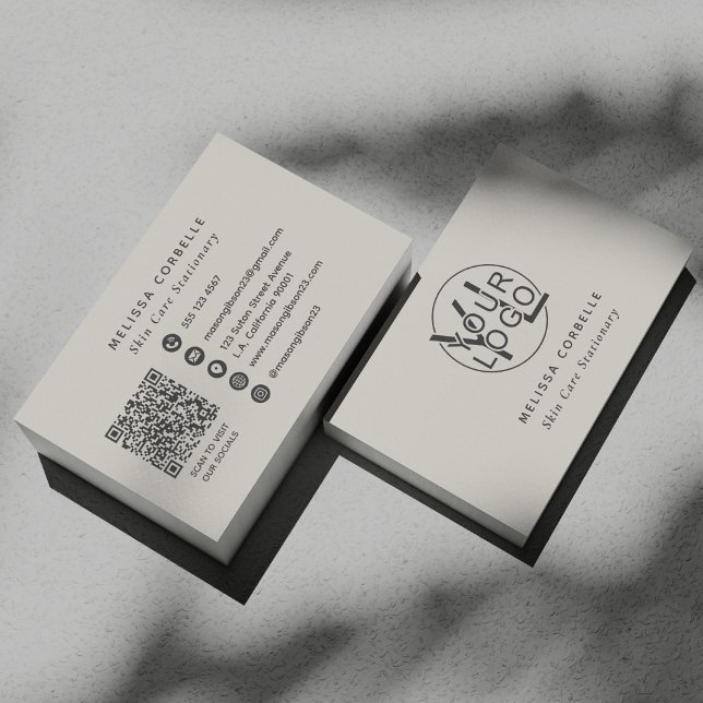 Erdiges Neutrales Social Media QR Code Geschäftslo Visitenkarte (Von Creator hochgeladen)