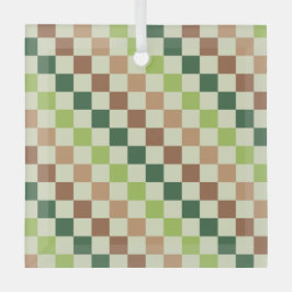 Erdiges Regenbogen-Diagonal-Karo-Muster Ornament Aus Glas