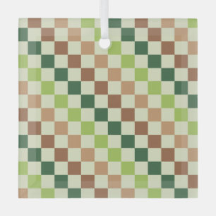 Erdiges Regenbogen-Diagonal-Karo-Muster Ornament Aus Glas