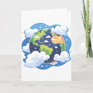 Erdillustration mit Wolken im Weltraum Karte