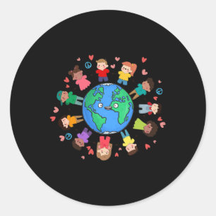Erdkinder rund um die Welt des T-Shirts Runder Aufkleber