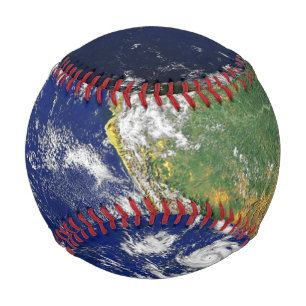 Erdkontinente und Ozeane blauer grüner Globus Baseball